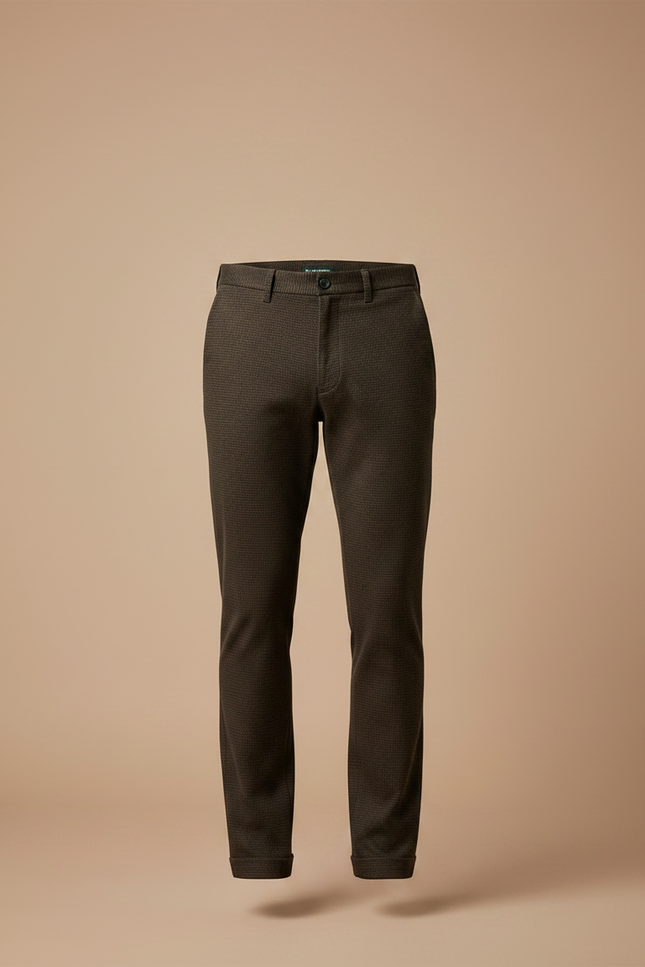 Pantalon Chino Marron Texturé Slim Élégant Homme - Coton - vue 3
