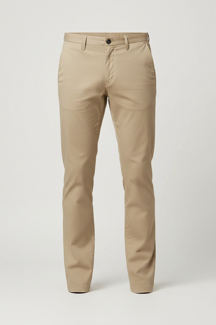 Pantalon Chino Beige Coton Décontracté Homme Coupe Droite - vue 3
