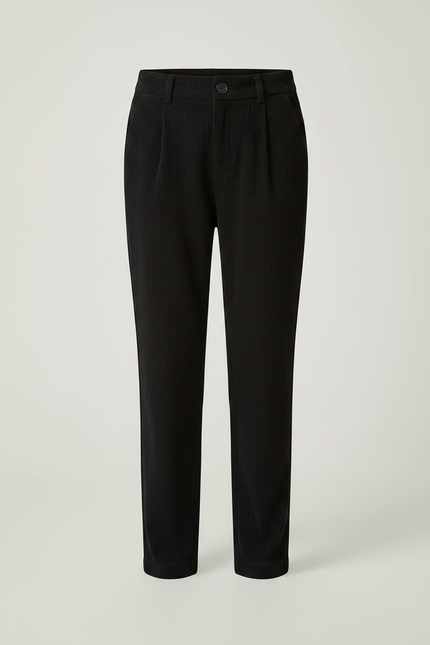 Pantalon Chino Noir Côtelé Décontracté Coupe Droite Enfant - Cordé - vue 3