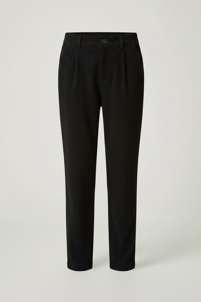 Pantalon Chino Noir Côtelé Décontracté Coupe Droite Enfant - Cordé - vue 3