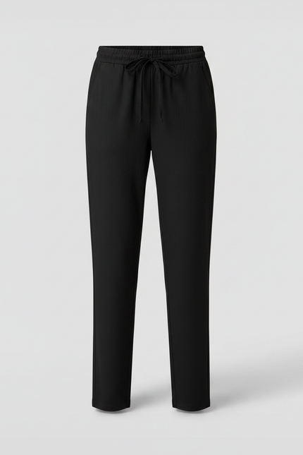 Pantalon Chino Noir Cordon Décontracté Femme Fluide - Polyester - vue 3