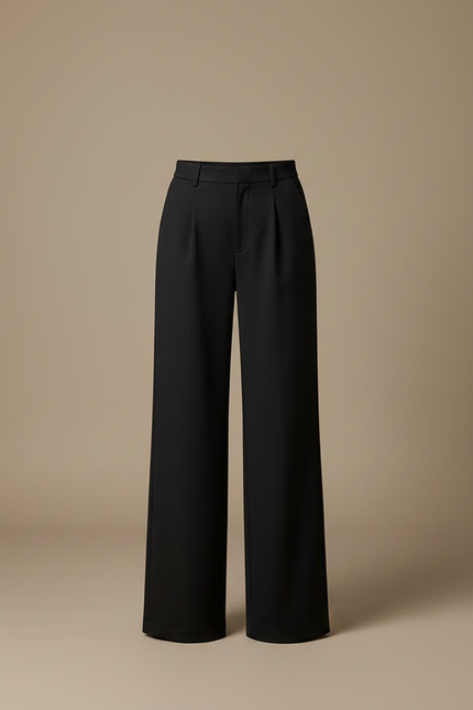 Pantalon Chino Noir Fluide Plissé Élégant Femme - Polyester - vue 3