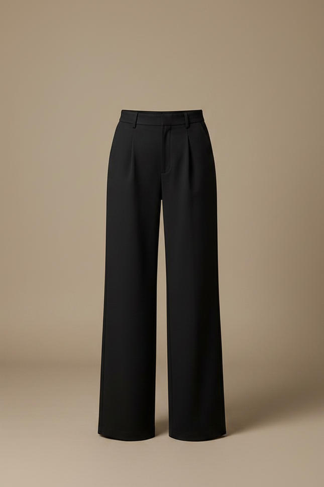 Pantalon Chino Noir Fluide Plissé Élégant Femme - Polyester - vue 3