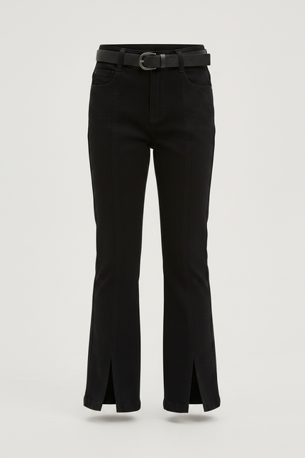 Pantalon Chino Noir Fendu Décontracté Enfant Fille - Coton - vue 3