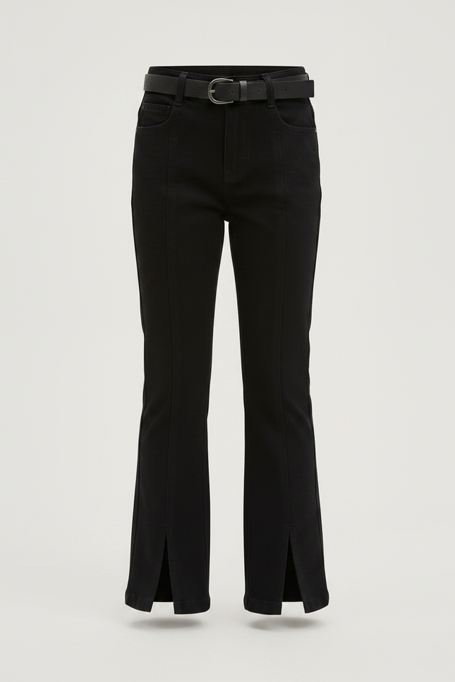 Pantalon Chino Noir Fendu Décontracté Enfant Fille - Coton - vue 3