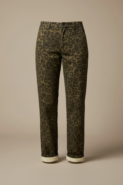 Pantalon Chino Imprime - Kaki Coton - vue 3