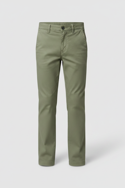 Pantalon Chino Vert Olive Coton Droit Enfant Garçon - Kaki - vue 3