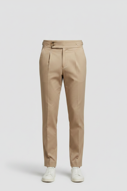 Pantalon Chino Beige Plissé Droit Élégant Homme - Gabardine - vue 3