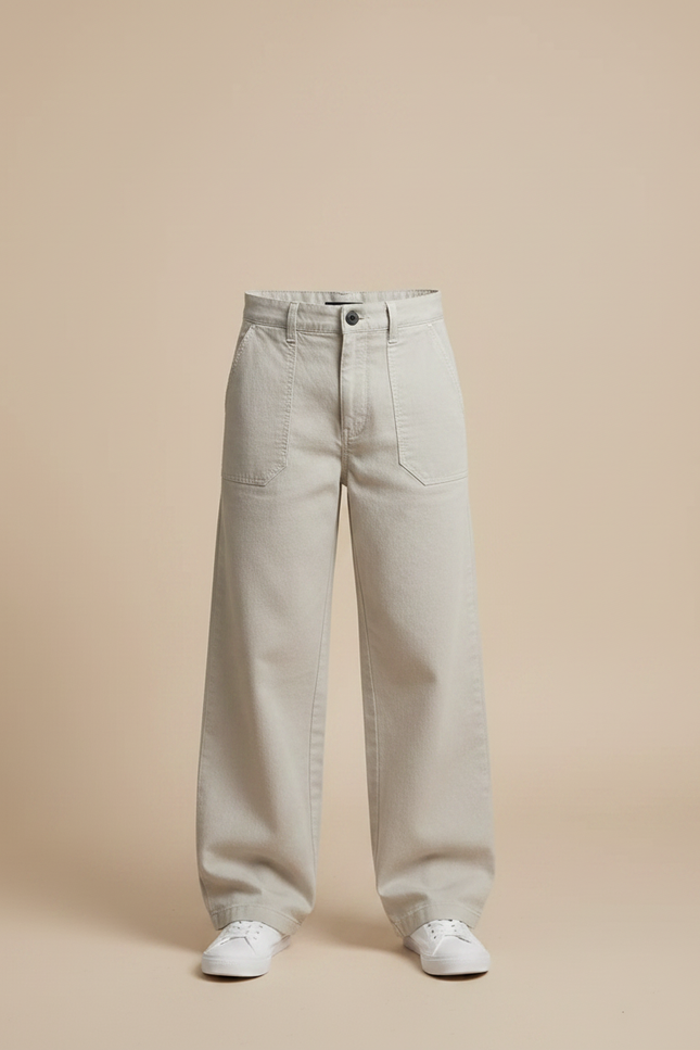 Pantalon Chino Garçon Beige Large - Gris Toile - vue 3