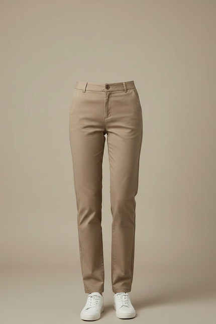 Pantalon Chino Marron Femme - Kaki Gabardine - vue 3