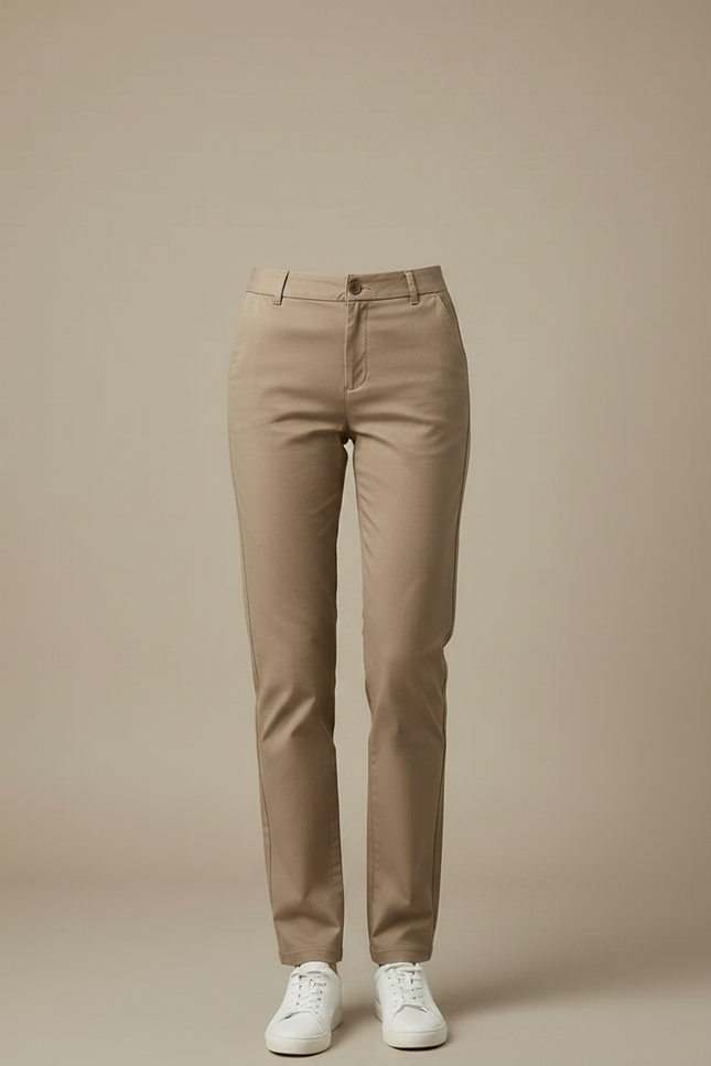 Pantalon Chino Marron Femme - Kaki Gabardine - vue 3
