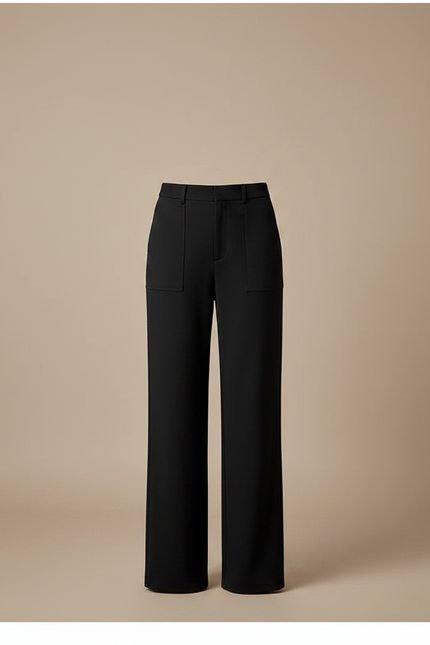 Pantalon Chino Femme Noir Coupe Ample - Gabardine - vue 3