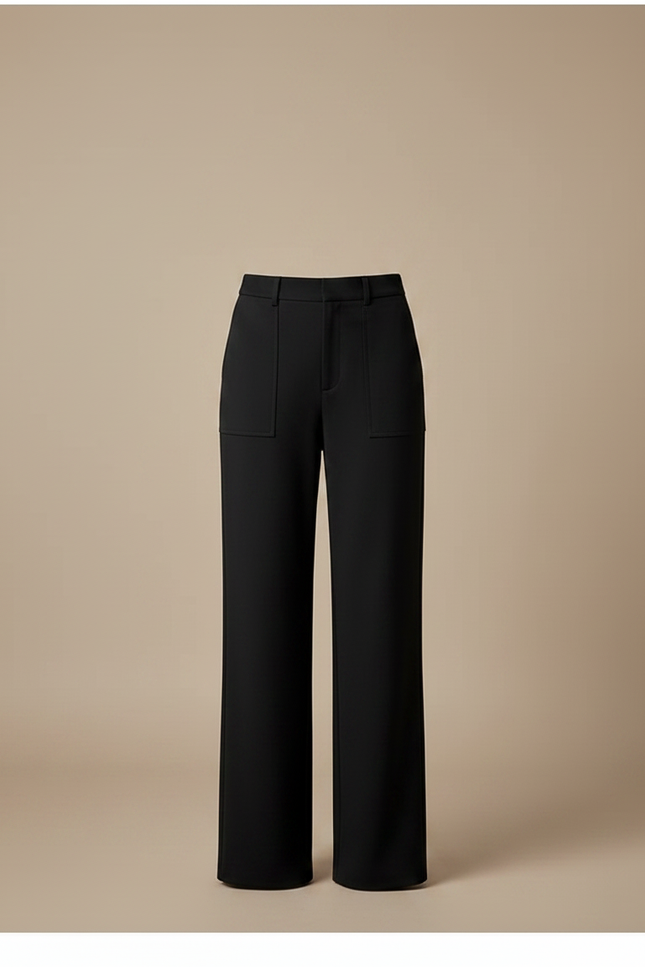 Pantalon Chino Femme Noir Coupe Ample - Gabardine - vue 3