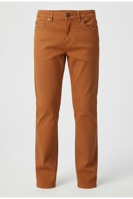Pantalon Chino Marron Coton Slim Enfant Décontracté - Gabardine - vue 3