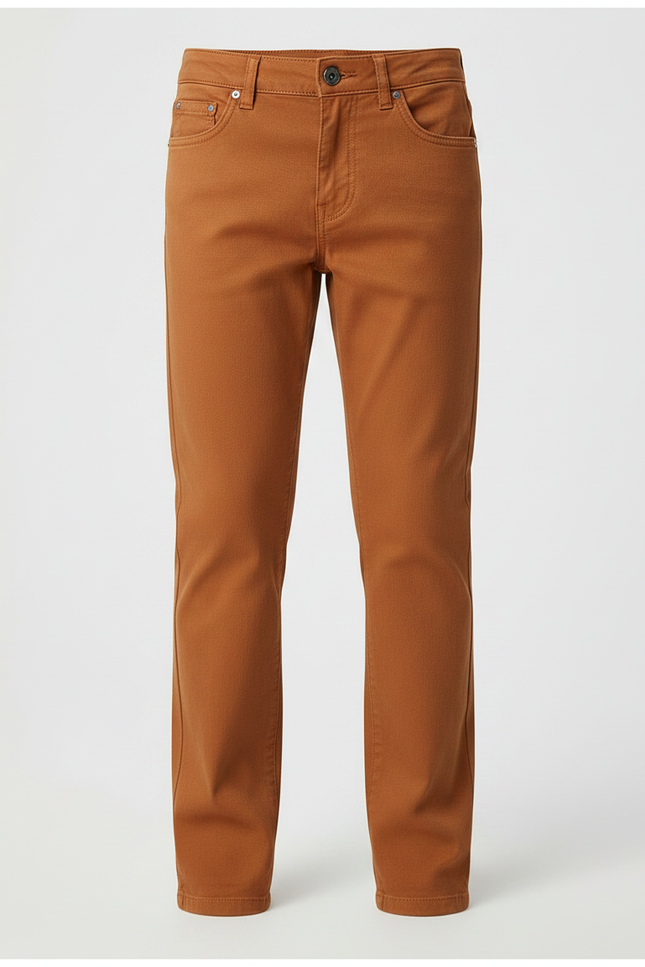 Pantalon Chino Marron Coton Slim Enfant Décontracté - Gabardine - vue 3
