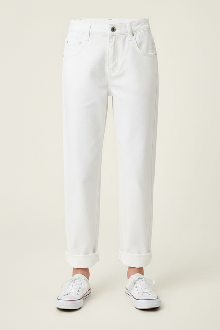 Pantalon Chino Blanc Ample Coton Enfant Décontracté - vue 3