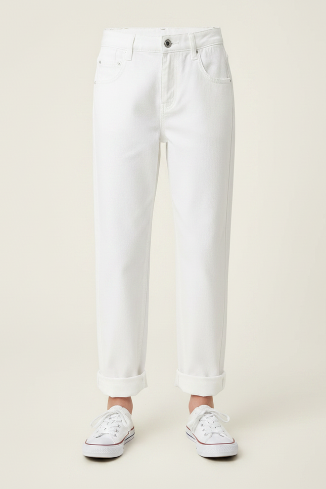Pantalon Chino Blanc Ample Coton Enfant Décontracté - vue 3
