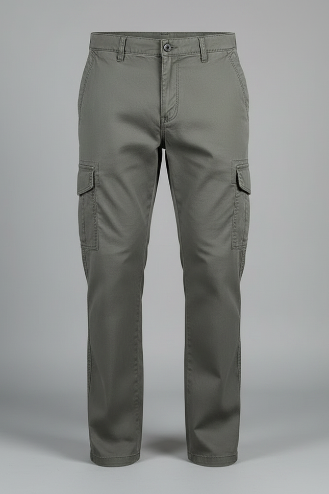 Pantalon Chino Homme Coton Cargo Kaki Décontracté - vue 3