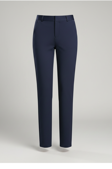 Pantalon Chino Femme Bleu Marine Taille Haute Élégant - Polyester - vue 3