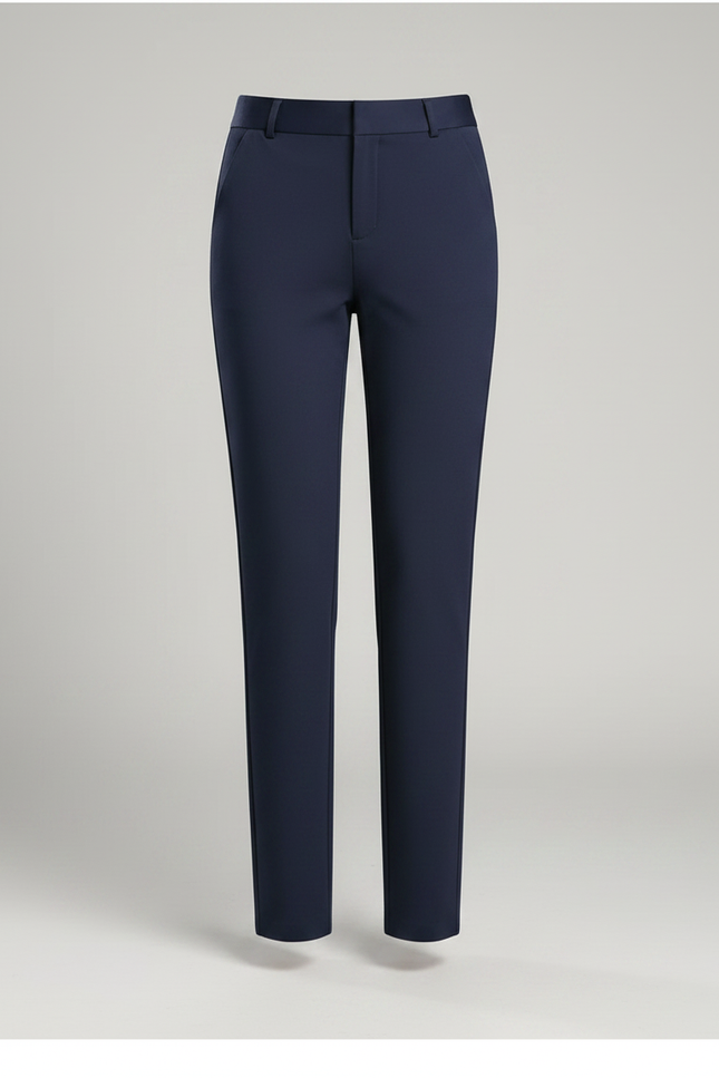 Pantalon Chino Femme Bleu Marine Taille Haute Élégant - Polyester - vue 3